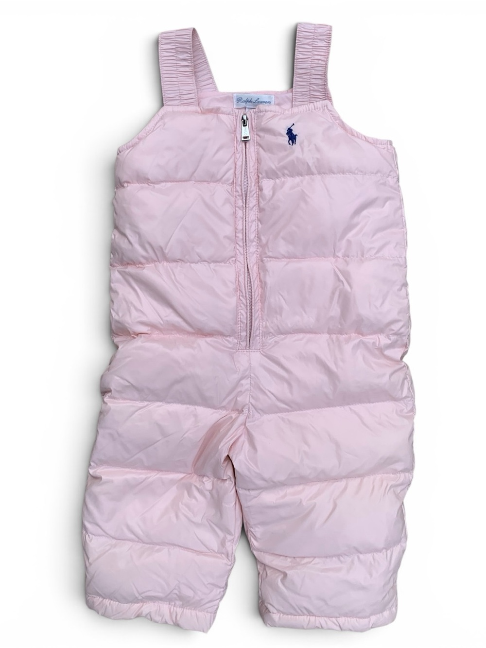 Ralph Lauren Light Pink Quilted Puffer Winter Overalls 6 Month